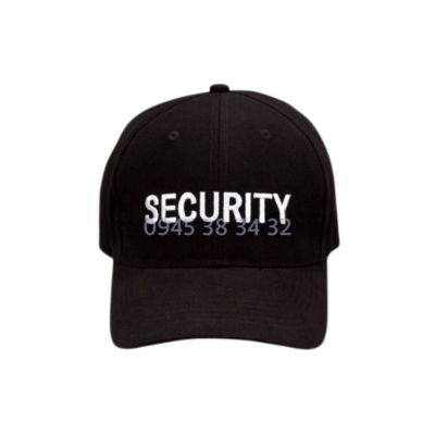 Nón kết bảo vệ thêu logo Security trắng