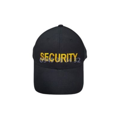 Nón kết bảo vệ thêu logo Security vàng